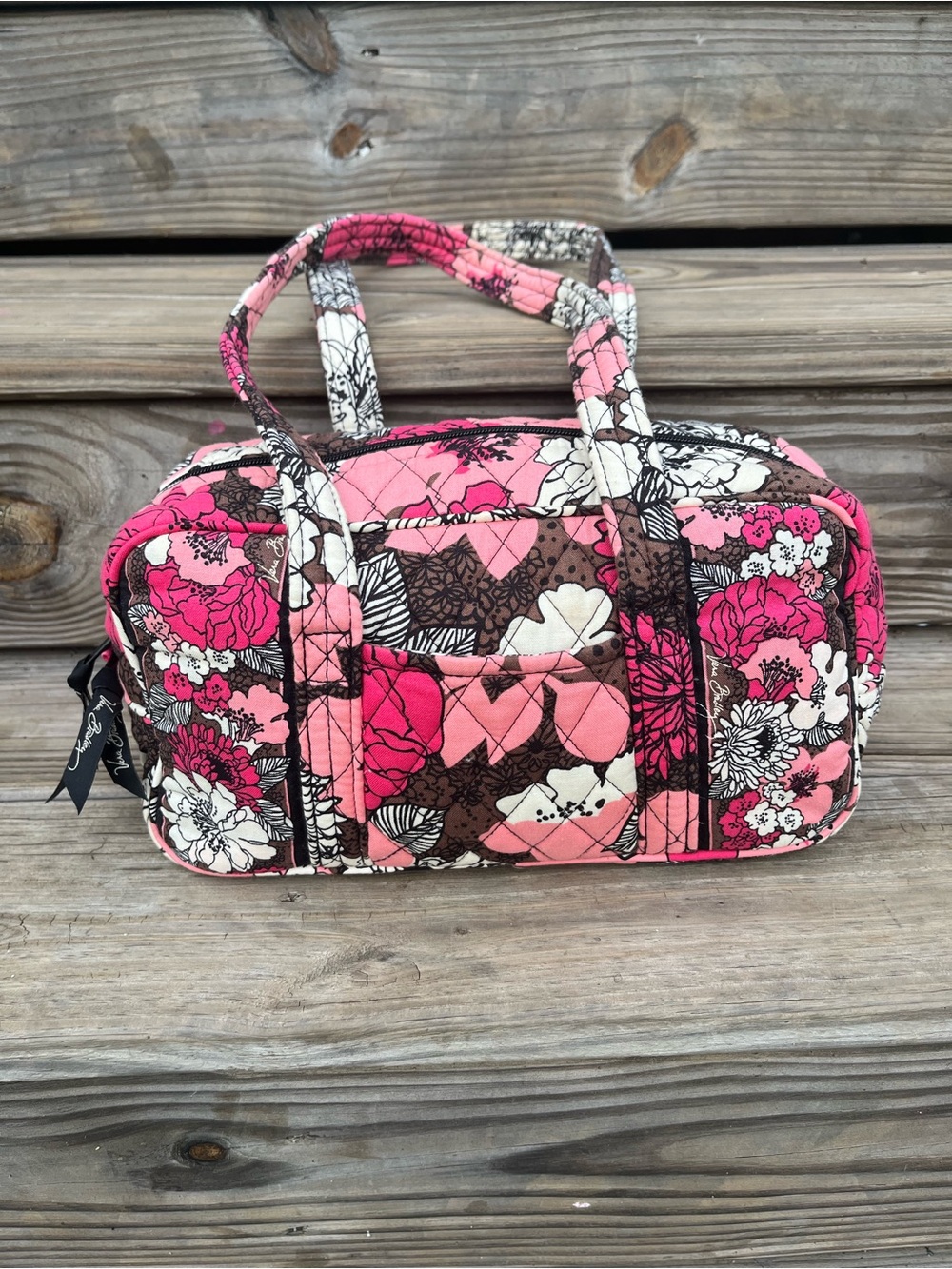 Vera Bradley Pink Floral Quilted Shoulder Bag with Matching Pouch